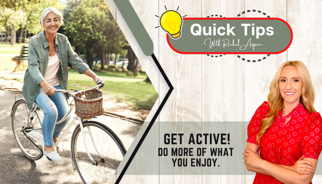 Get active to reduce stress. Quick Tips promo image.